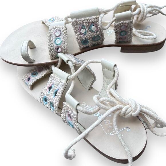 Free People NEW IN BOX Mantra Mirror Sandal Lace Up Size 37 - Picture 7 of 10